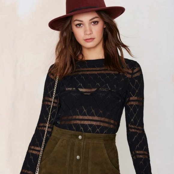 For Love And Lemons Knitz sweater Medium Joni lightweight knit semi sheer boho - Picture 16 of 16